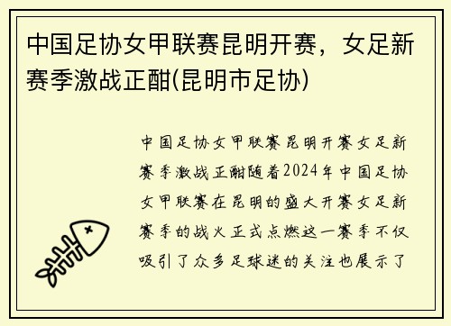 中国足协女甲联赛昆明开赛，女足新赛季激战正酣(昆明市足协)