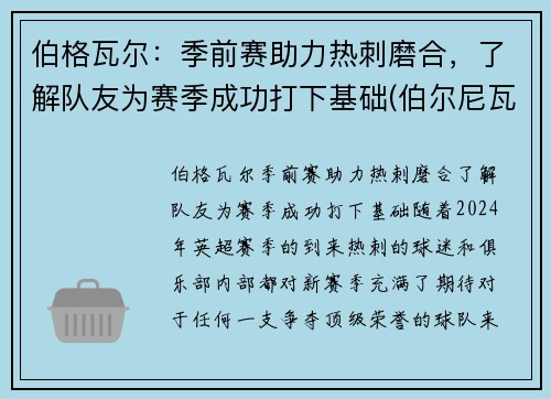 伯格瓦尔：季前赛助力热刺磨合，了解队友为赛季成功打下基础(伯尔尼瓦格纳)